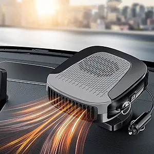 Photo 1 of 150W Portable Car Heater 2 in 1 Thermal Heating & Cooling Fan for Automotive, Portable 12V Car Windshield Defogger Defroster, Plugs Into Cigarette Lighter for Car, SUV, RV