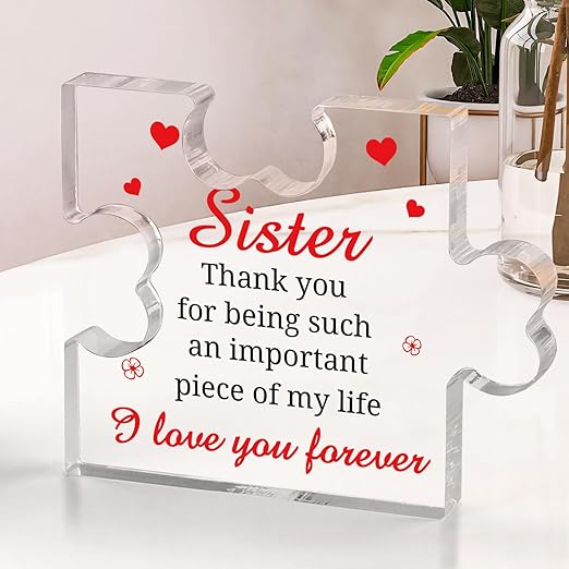 Photo 1 of PRSTENLY Sister Gifts from Sister Acrylic Plaque, Sister Birthday Gifts from Sister Brother, Christmas Birthday Gifts for Sister, To My Sister Gifts Personalized Engraved Decor