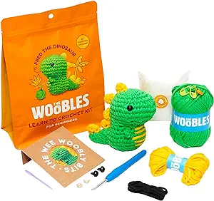 Photo 1 of The Woobles Crochet Kit with Easy Peasy Yarn as seen on Shark Tank for Beginners with Step-by-Step Video Tutorials - Fred The Dinosaur