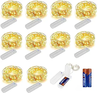 Photo 1 of ZNYCYE 10 Pack Fairy Lights with Timer,10ft 30 LED String Lights 8 Modes Fairy Lights Battery Operated Waterproof for DIY Wedding Party Bedroom Mason Jars Christmas Decorations (Warm White)