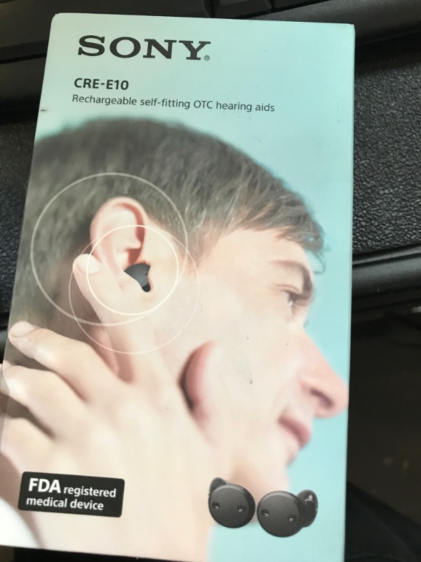 Photo 1 of Sony CRE-C10 Self-Fitting OTC Hearing Aids for Mild to Moderate Hearing Loss, Prescription-Grade Sound Quality, Compact Virtually Invisible Design, Customizable App, and Replaceable Batteries, Black