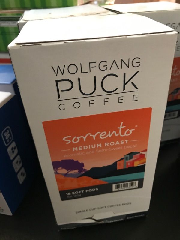 Photo 1 of Wolfgang Puck Soft Coffee Pods, Sorrento Decaf, 9.5 Gram, 18 count