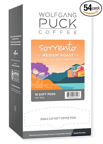 Photo 1 of Wolfgang Puck Soft Coffee Pods, Sorrento Decaf, 9.5 Gram, 18 count