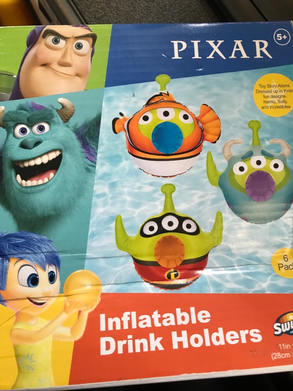 Photo 1 of SwimWays Disney Pixar Inflatable Floating Pool Drink Holders, Toy Story Alien Mash-Up (6 Pack) Alien Mash-Up Inflatable Drink Holders