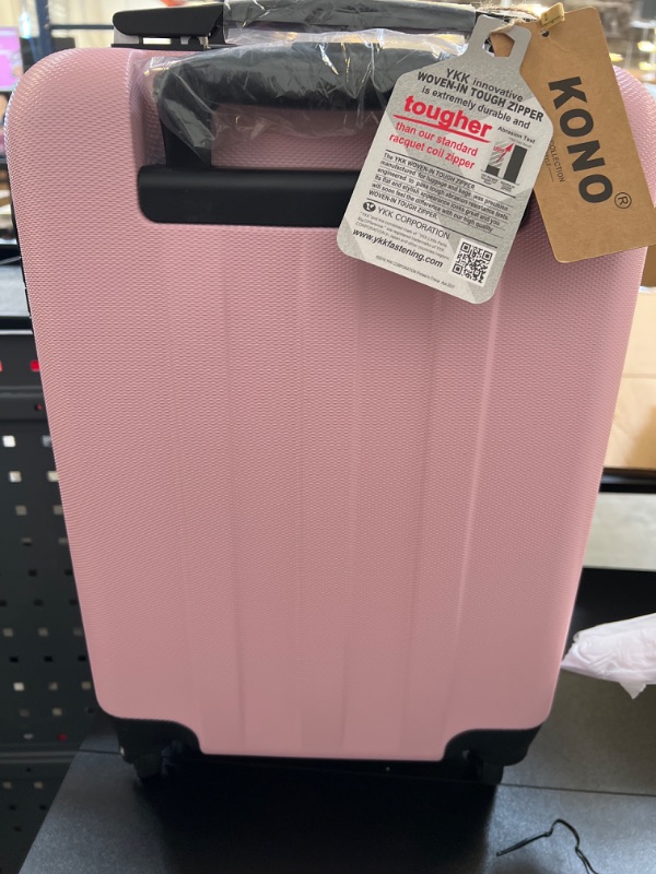 Photo 1 of Kono Pink Carry On SUITCASE Hard Side Locks Spinner Lightweight Luggage New