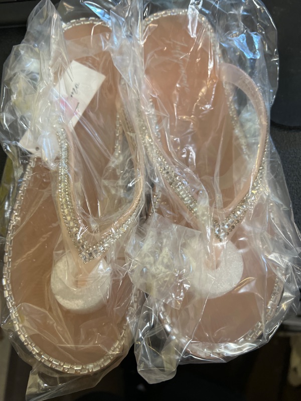 Photo 1 of Luffymomo Women's Rhinestone Flip Flops Beach Flat Thong Sandals     9 