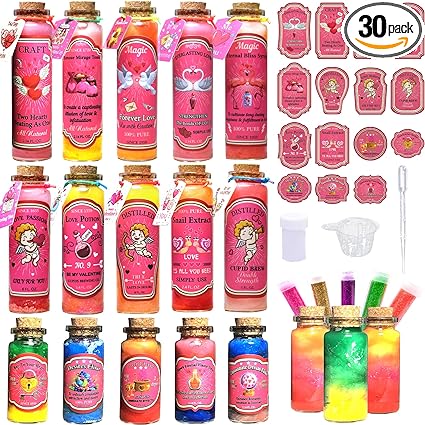 Photo 1 of 110 Pcs Valentines Love Potion Kits,Valentines Day Decorations with Love Potion Bottles,Valentine Tiered Tray Decor for Mantels, Trays, Shelves,Magic Love Mix Potion Kits for Boys Girls