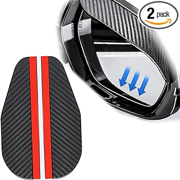 Photo 1 of 2 PCS Car Rearview Mirror Rain Eyebrow, 6.8" x 2.2" Carbon Fiber Waterproof Side Mirror Protective Cover, Keep Clear Vision PVC Rain Shield, Universal Accessories for Most Cars (Black)