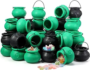 Photo 1 of 16 Pcs St Patrick Day Plastic Cauldron with Handle Witches Cauldron for St Patrick Day Decorations Cauldron Candy Holder, Witches Cauldron, Cauldron Pot Party Favors(Green, Black, 60 Pcs)