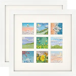 Photo 1 of 10x10 Frame White with Mat for 2x2 Photo - 9 Opening Collage Frames Painting Works Display
