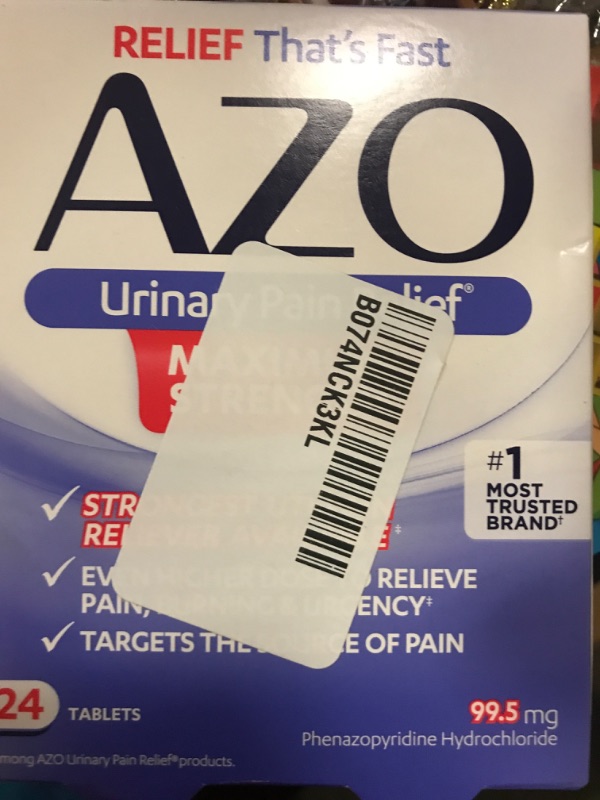 Photo 2 of AZO Urinary Pain Relief Maximum Strength Phenazopyridine Hydrochloride Fast relief of UTI Pain 2pc