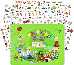 Photo 1 of Animal Habitats Sticker Book for Kids, 700+ Reusable Colorful City Sticker, 12 Scenes (Animals, Dinosaurs, City ??Traffic and So on) Activity Book for Boys & Girls 2-8 Years