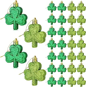 Photo 1 of 48 Pcs Large St Patricks Day Ornament 2.36 x 1.97 Inch St Patricks Day Shamrocks Decorations Irish Decor Good Luck Clover Pendant Decoration for Keyring Tree Shelf Home Decor Irish Festival
