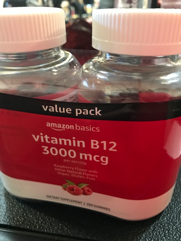 Photo 2 of Amazon Basics Vitamin B12 3000 mcg Gummies (2 Packs of 100), 2 per Serving and Amazon Basics Vitamin D3 2000 IU Gummies, Orange, Lemon & Strawberry, 160 Count (2 per Serving) (Previously Solimo)
