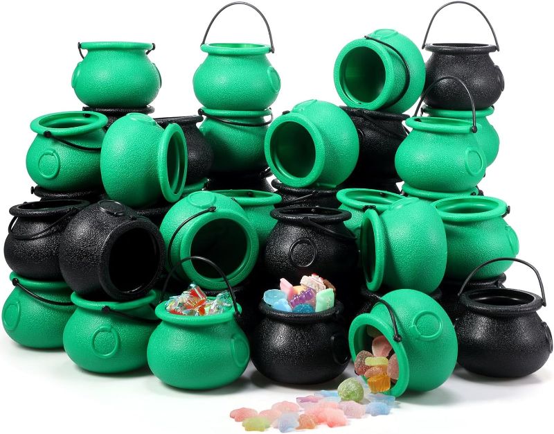 Photo 1 of 16 Pcs St Patrick Day Plastic Cauldron with Handle Witches Cauldron for St Patrick Day Decorations Cauldron Candy Holder, Witches Cauldron, Cauldron Pot Party Favors(Green, Black, 60 Pcs)
