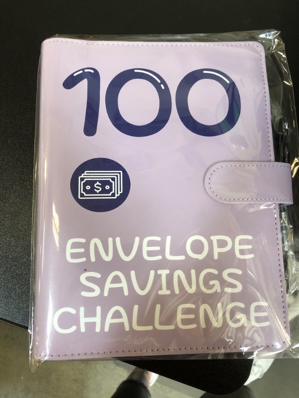 Photo 2 of 100 Envelopes Money Saving Challenge, 2023 PU Leather 100 Envelope Challenge Binder, Easy and Funny Way to Save $5,050 Budget Planner, 100-Day Envelope Challenge Kit Money Saving Binder Leather-Purple