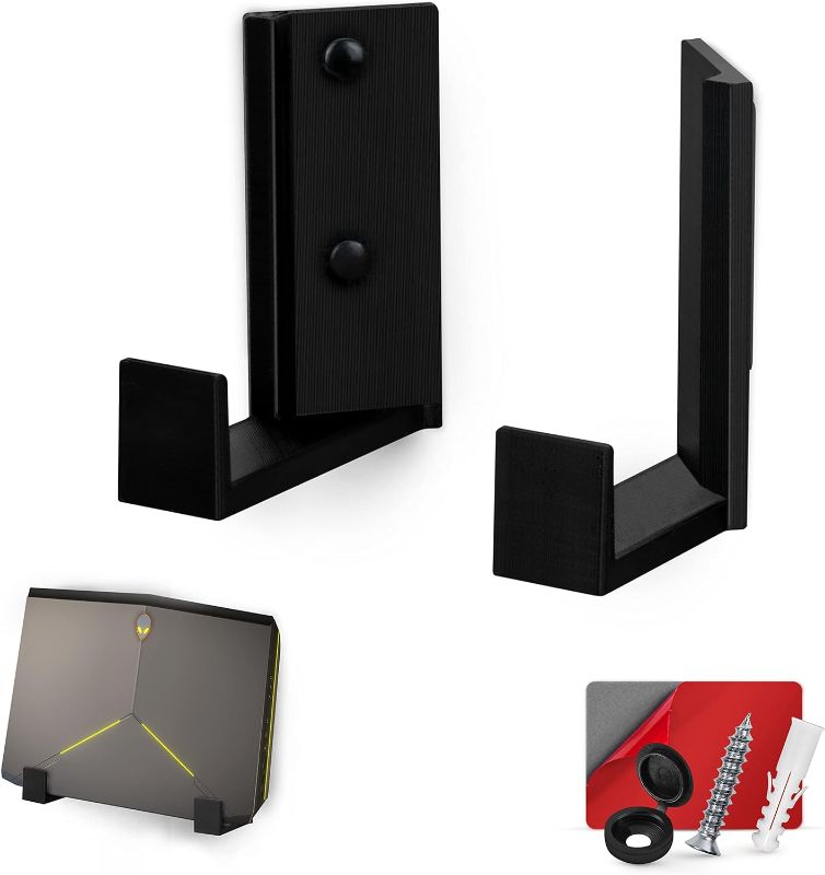 Photo 1 of [EOL] 2.5" Corner Cable Box & Router Wall Mount Holder, Adhesive & Screw-in, for Network Switch, Modem, Mesh WiFi, Apple TV, Cameras, Speakers & More, Devices Up to 2.5" / 63mm Thick (Black) [EOL]
