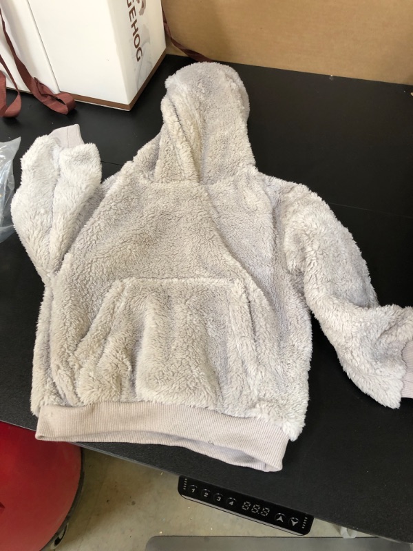 Photo 1 of kids grey  fluffy hoodie size 100