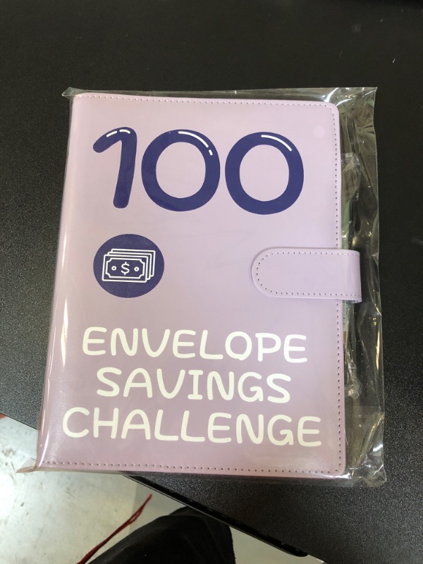Photo 2 of 100 Envelopes Money Saving Challenge, 2023 PU Leather 100 Envelope Challenge Binder, Easy and Funny Way to Save $5,050 Budget Planner, 100-Day Envelope Challenge Kit Money Saving Binder Leather-Purple