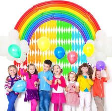 Photo 1 of 152 pcs rainbow party backdrop decorations rainbow garland 