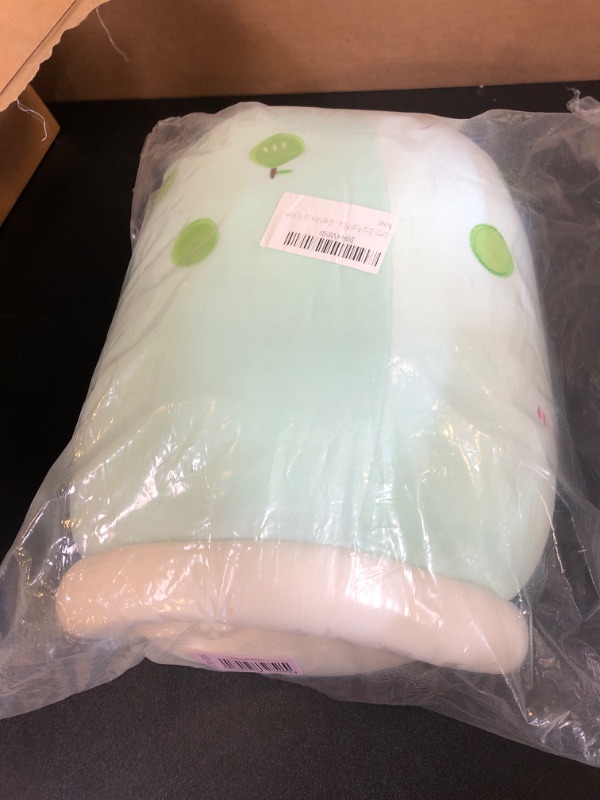 Photo 2 of Boba Plushies Stuffed Bubble Tea Plush Pillows Cute Anime Cartoon Animal Milk Tea Toy Gifts for Baby Kids Children and Adult Birthday (35cm / 13.8in - Medium, Green Apple Wink) 35cm / 13.8in - Medium Green Apple Wink