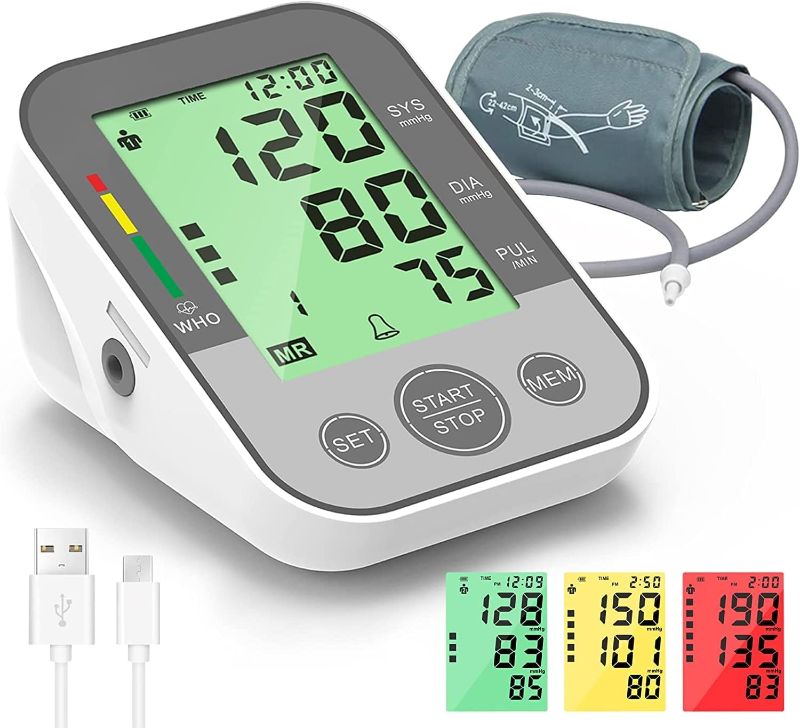 Photo 1 of Blood Pressure Monitor, PANACARE Automatic Blood Pressure Machine for Upper Arm, Adjustable Digital BP Cuff Kit, Adjustable Cuff Large Arm Tri-Color Backlight Screen Audio Reading
