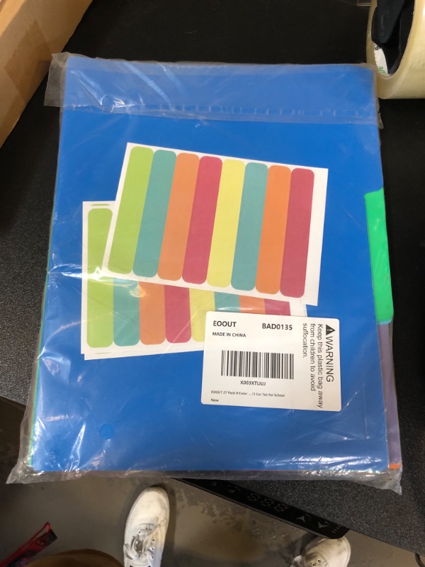 Photo 2 of EOOUT 27 Pack 9 Colors Plastic Manila Folders Letter Size File Folders Poly Filing Folders Colored Folders - Heavy Duty 1/3 Cut Tab for School