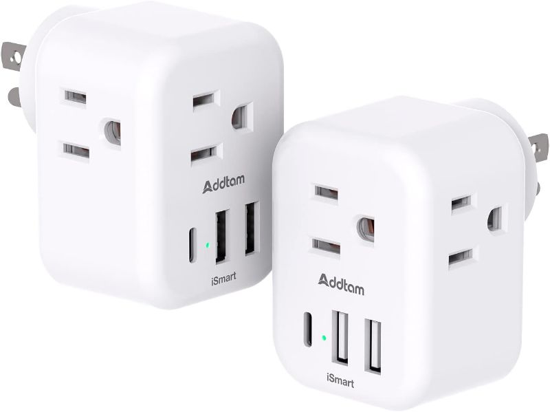 Photo 1 of 2-Pack Multi Plug Outlet Extender with USB, Addtam Electrical 3 Outlet Box Splitter with 3 USB Wall Charger(1 USB C), Power Stip No Surge Protector Cruise Essentials for Ship and Travel, ETL Listed
