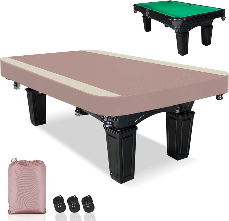 Photo 1 of Billiard Pool Table Cover, 300D Oxford Cloth Material All Weather Waterproof Dustproof UV Protection(7FT/Beige)

