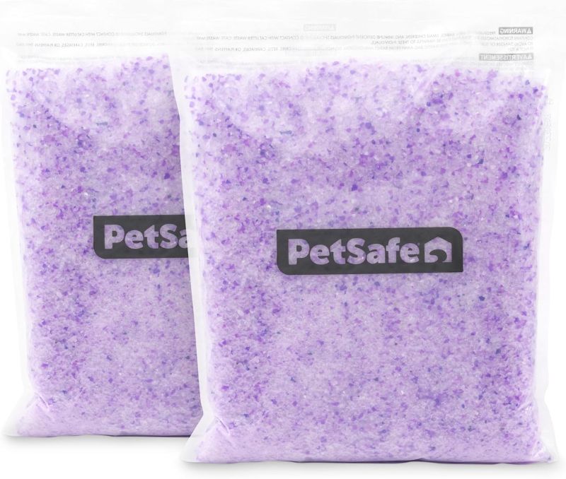 Photo 1 of PetSafe ScoopFree Lavender Non-Clumping Crystal Cat Litter, Lightly Scented Litter – Superior Odor Control – Low Tracking for Less Mess – Lasts Up to 1 Month, 8.6 lbs total (1 Pack of 4.3 lb bags)
