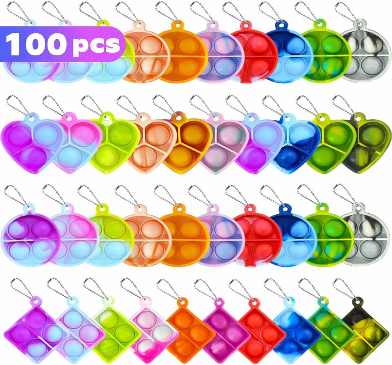 Photo 1 of 100Pcs Random Pop Fidget Toys Its Party Favors,Mini Pop Keychain It Fidget Toy Bulk Stress Toys Classroom Prizes Pop Fidget Keychain Stocking Stuffers Birthday Carnival Treasure Reliever Anti-Anxiety
