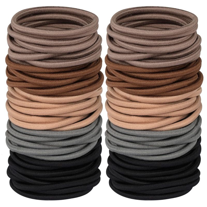 Photo 1 of Multy-Colored Hair Ties for Thick Hair, 120 PCS Large Hair Elastics, No Damage Ponytail Holders for Women, Men and Girls
