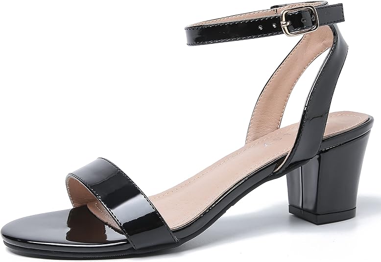 Photo 1 of Size 10.5 Women's Open Toe Ankle Strap Low Block Chunky Heels Sandals Comfortable Daily Party Dress Shoes Strappy Buckle Heeled Sandal
