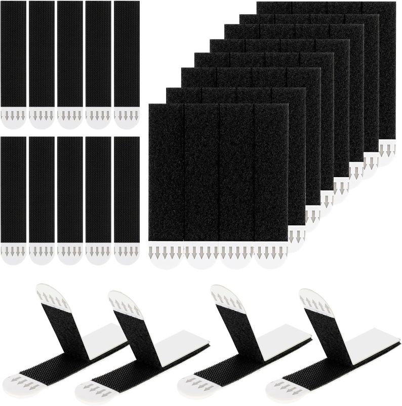 Photo 1 of 2 packs 30-Pairs(60 Strips) Picture Hanging Strips Heavy Duty, No Nails Picture Hanging Strips Removable Hook and Loop Tape, No Damage Wall Hangers Strips for Frame and Wall Art, Black
