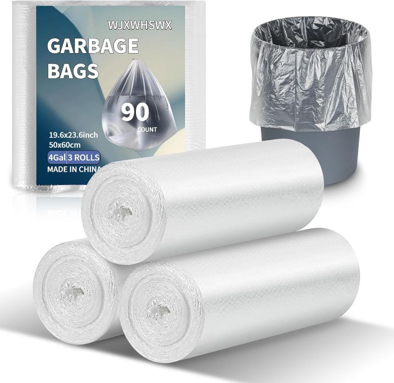 Photo 1 of Small Trash Bags 4 Gallon Bathroom Trash Bags Small Garbage Bags For Bathroom Can Clear Trash Bags Small Trash Can Bags For Kitchen Office Linners 50X60CM
