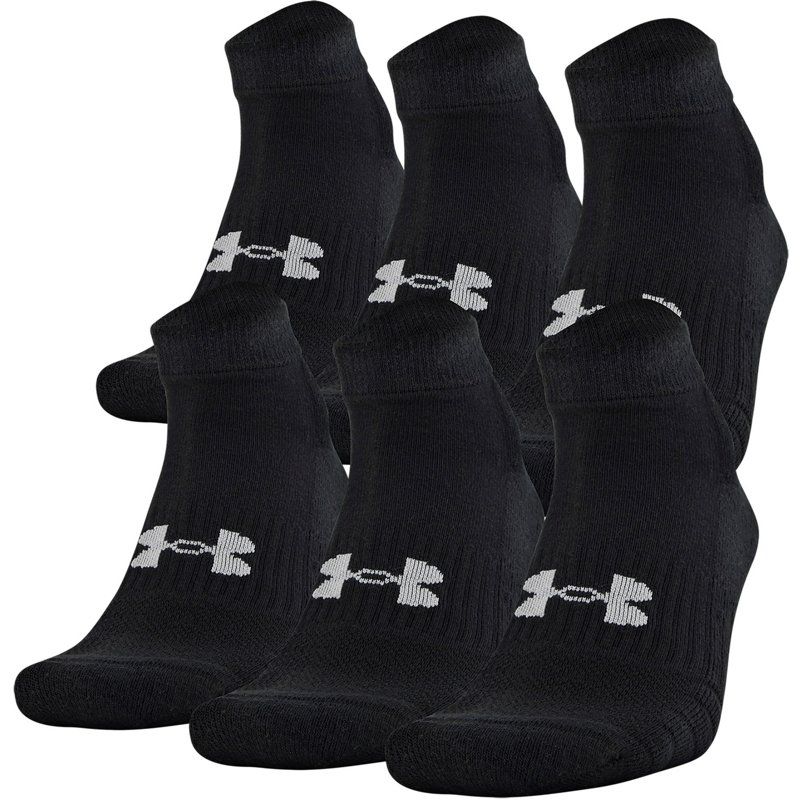 Photo 1 of 2 packs size 4-8 Adult Under Armour Training Cotton 6 Pack Ankle Socks Medium Black
