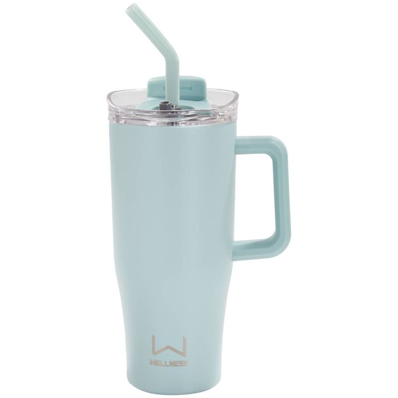 Photo 1 of 30oz. Double Wall Stainless Steel Tumbler W/ Handle - Light Blue
