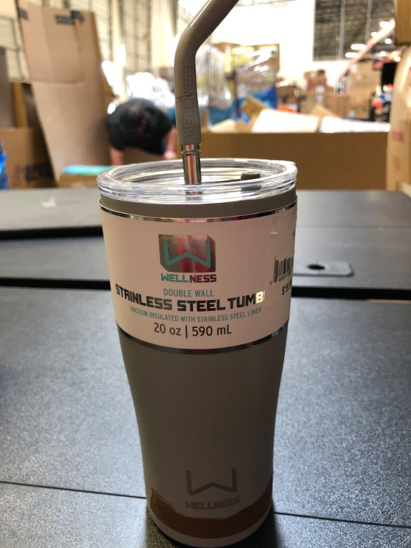 Photo 2 of Wellness 20-oz. Double-Wall Stainless Steel Tumbler with Straw
