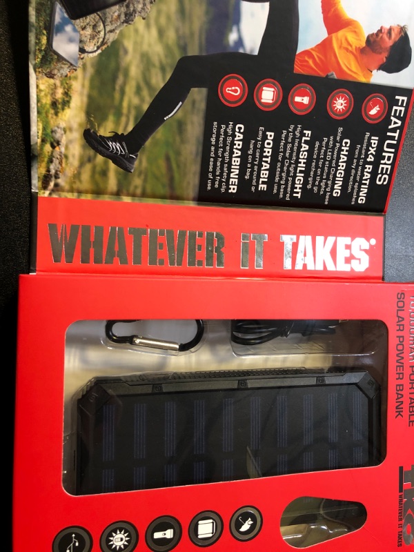 Photo 2 of TKO 10,000 mAh Solar Charging Water-Resistant Power Bank
