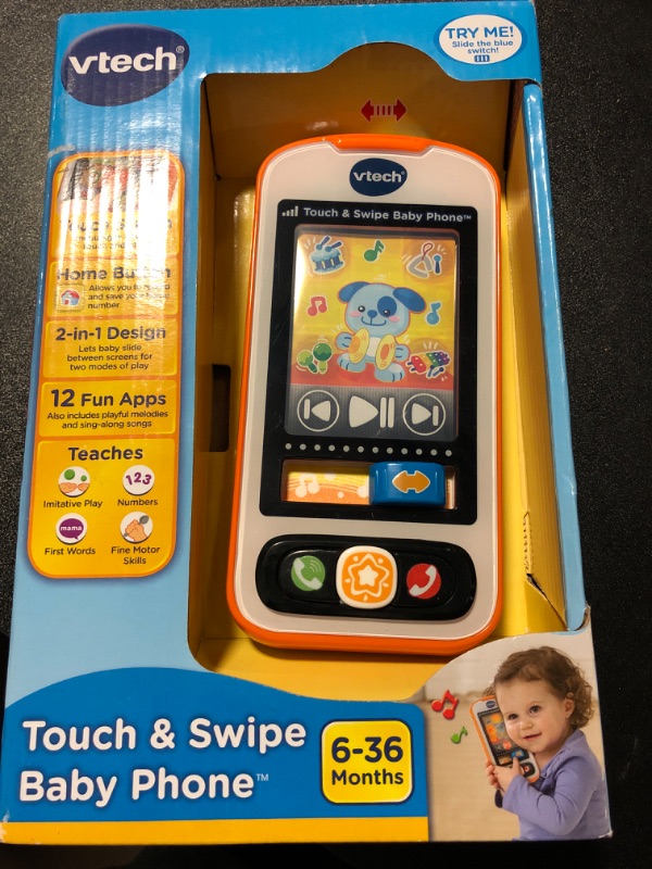 Photo 2 of VTech Touch and Swipe Baby Phone, Orange Orange Standard Packaging