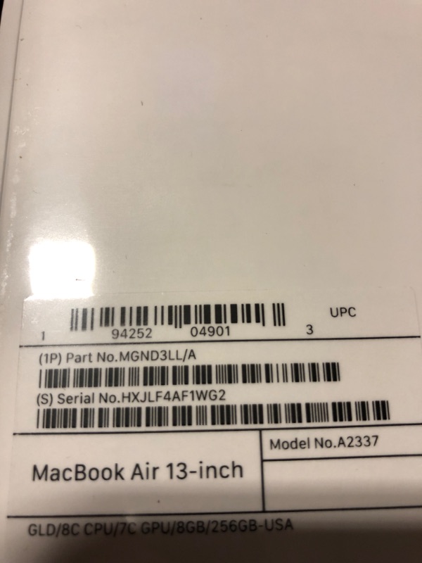 Photo 3 of Apple 2020 MacBook Air Laptop M1 Chip, 13" Retina Display, 8GB RAM, 256GB SSD Storage, Backlit Keyboard, FaceTime HD Camera, Touch ID. Works with iPhone/iPad; Gold 256GB Gold