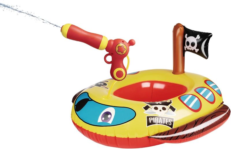 Photo 1 of Pool Floats Kids with Water Gun, Pirate Ship Float for Toddler, Blow Up Swimming Pool Toys, Summer Fun Pool Inflatables Floaties for Boys Girls and Child, Outdoor Water Toys for Kids Ages 3-5 4-8
