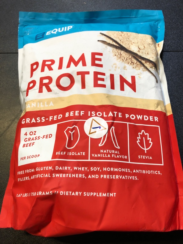 Photo 2 of Exp 10/25 Equip Foods Prime Protein - Grass Fed Beef Protein Powder Isolate - Gluten Free Carnivore Protein Powder - Vanilla, 1.67 Pounds - Helps Build and Repair Tissue Vanilla Pack of 1