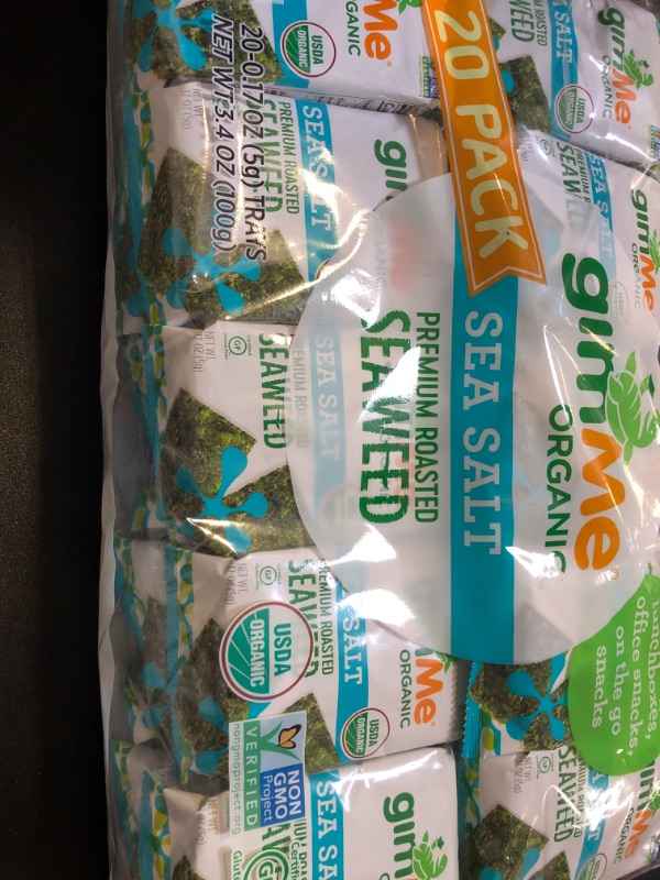 Photo 2 of Exp 6/23/23 gimMe - Sea Salt - 20 Count - Organic Roasted Seaweed Sheets - Keto, Vegan, Gluten Free - Great Source of Iodine & Omega 3’s - Healthy On-The-Go Snack for Kids & Adults #1 Sea Salt
