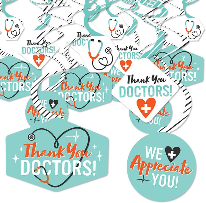 Photo 1 of Big Dot of Happiness Thank You Doctors - Doctor Appreciation Week Hanging Decor - Party Decoration Swirls - Set of 40
