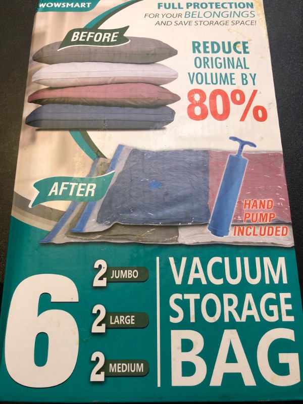 Photo 1 of 6 Space Saver Vacuum Storage Bags, Vacuum Sealed Storage Bags (2 Jumbo + 2 Large + 2 Medium) with Hand Pump, Vacuum Seal Bags for Clothing, Comforters, Pillows, Towel, Blanket Storage, Bedding 6 Combo
