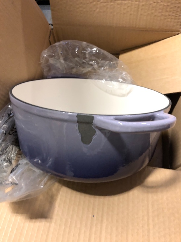 Photo 2 of  CASTING Enameled Cast Iron Duch Oven, 5.5 Quart Round Dutch Ovens Pot with Lid, Dual Handle for Bread Baking, Purple 
