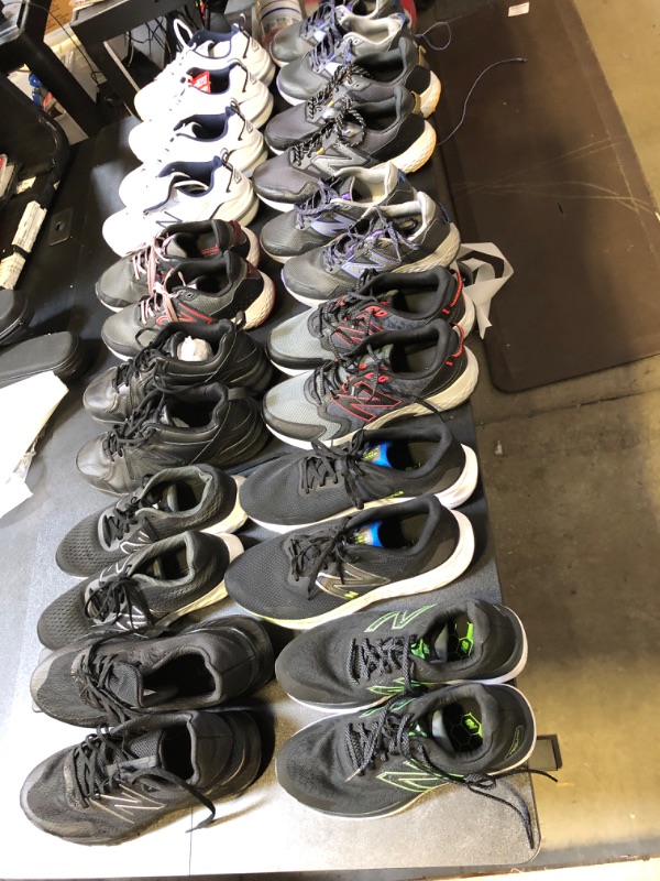 Photo 1 of new balance shoes mystery box lot shoes are USED sizing color and styles do vary no return or exchanges some are stained some are worn 