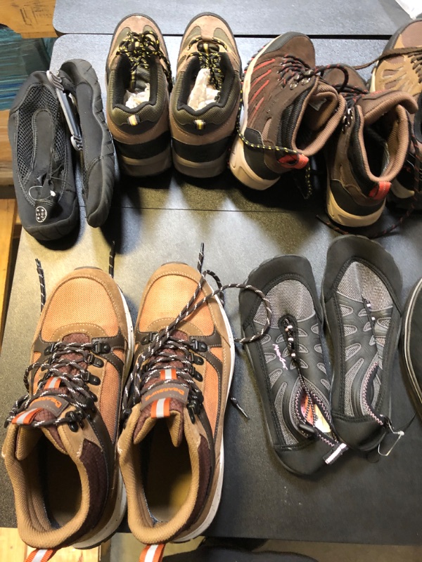 Photo 4 of hiking camping shoes mystery box lot shoes are USED sizing color and styles do vary no return or exchanges some are stained some are worn  