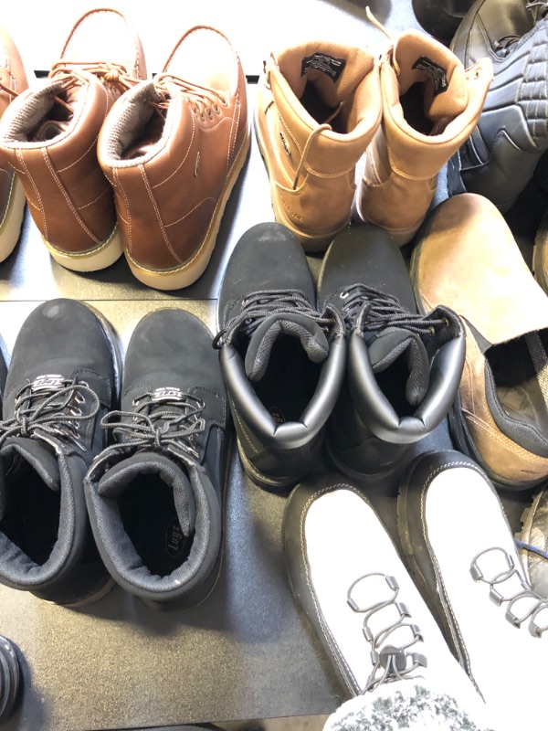 Photo 3 of BOX LOT FILLED WITHSHOES USED ALL DIFFERENT STYLES COLORS AND SIZES VARY ON EACH ITEM NO RETURNS OR EXCHANGES   WORK BOOTS WINTER BOOTS HIKINH SHOES ETC 